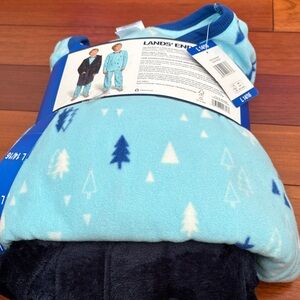 Lands' End Light Blue Fleece Pajama Set
